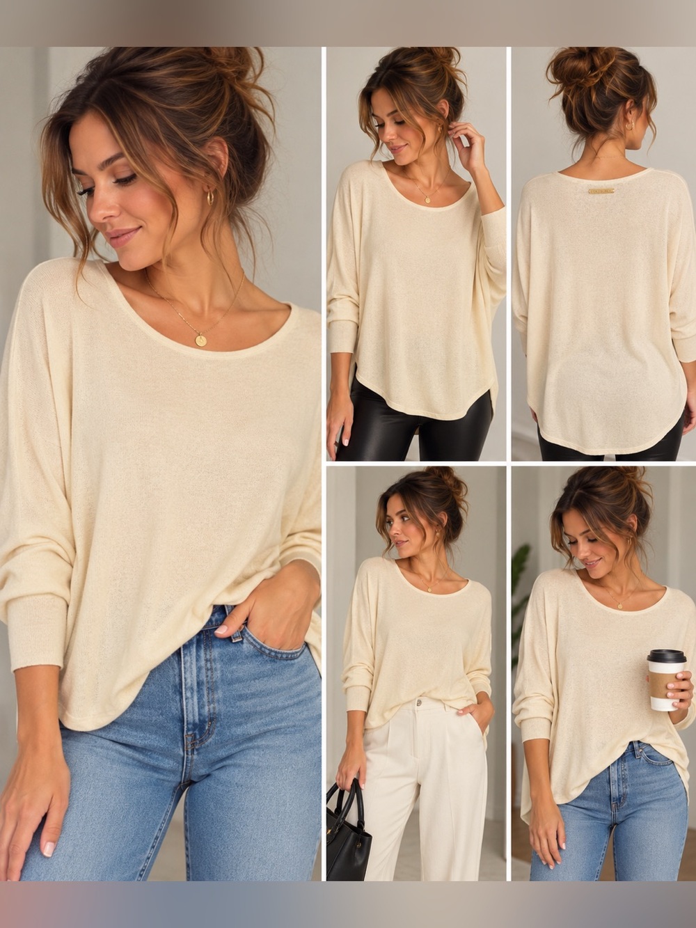 Michael Kors Cream Oversized Dolman Sleeve Sweater